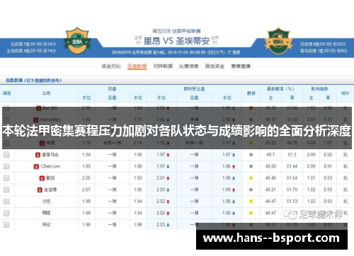 本轮法甲密集赛程压力加剧对各队状态与成绩影响的全面分析深度